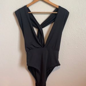 Multi-way plunging cross wrap bodysuit